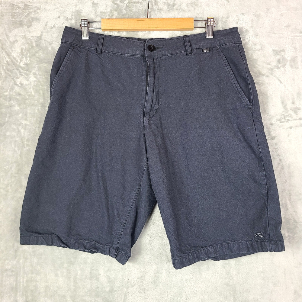 VTG Rusty Shorts 90s Y2K Mens 36 Black Embroidered Surf Skate Board Grunge